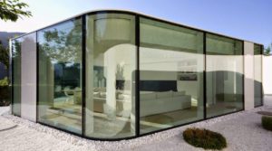 Моллированный(гнутый) противопожарный витраж из алюминиевого профиля / серия FRM7275